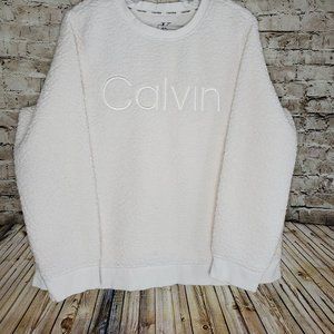 Calvin Klein Large Womens Sweater Pullover Sherpa Beige